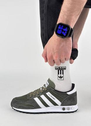 🐻 чоловічі кросівки adidas la trainer dark khaki white