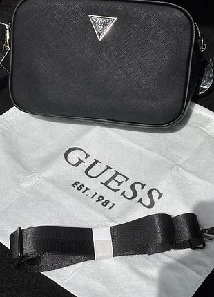 Сумка чоловіча guess середня. шкіряна черещ плече.