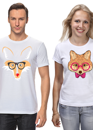 Парні футболки з принтом "лис і лисиця" push it