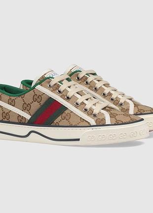 Женские кеды gucci sneakers tennis 1977 бежевые, кроссовки женские гуччи тенис 1977, 38 размер 1:1