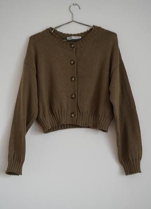 В'язаний кардиган zara хакі