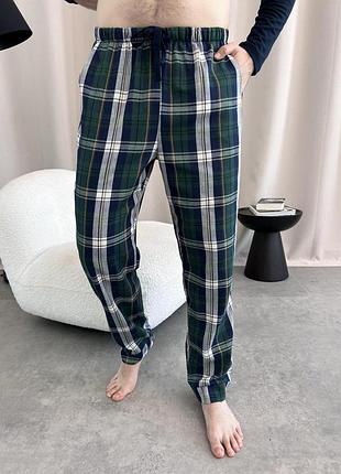 Чоловічі піжамні штани cosy в клітину синьо-зелені 3xl
