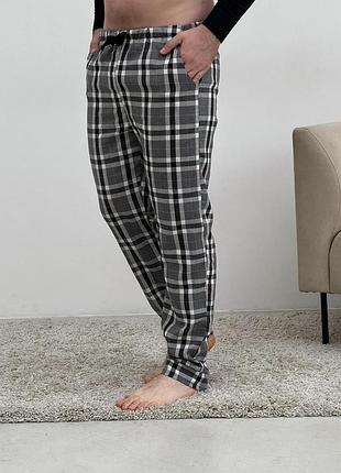 Чоловічі піжамні штани cosy в клітину сірі 3xl
