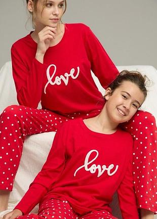 Піжама трикотажна жіноча love, червона