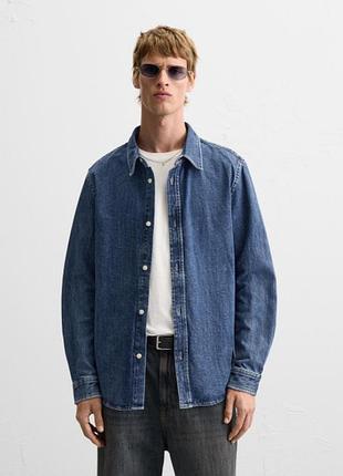 Сорочка zara верхня джинсова 1820/317 mid-blue