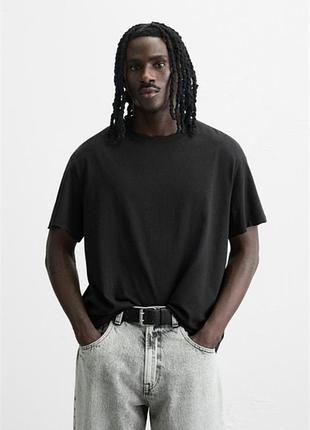 Футболка zara текстурована 19513 black