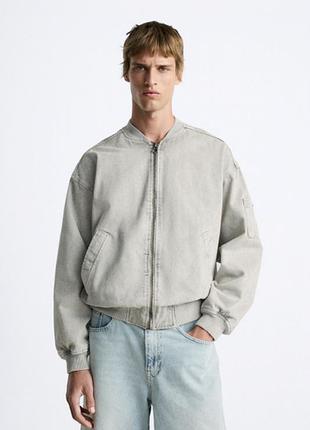 Куртка zara бомбер котонова 6987/354 l grey
