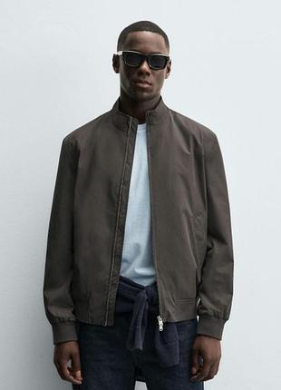 Куртка zara бомбер технологічна 19496 taupe grey xl