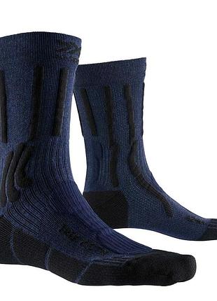 Трекінгові шкарпетки x-socks trek x cotton men midnight blue melange/opal black розмір eu-42-44