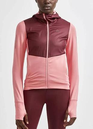 Куртка жіноча для бігу craft adv charge jersey hood jacket w coral/truffle розмір int-s
