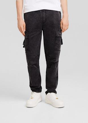 Джинси bershka карго 5473 665 800 black