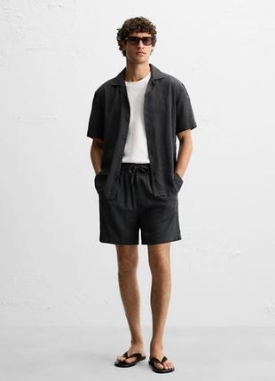 Костюм сорочка та шорти zara 19650 anthracite grey l
