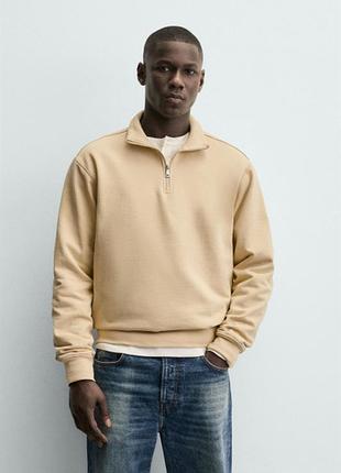 Свитшот zara короткая молния 19750 pale yellow l