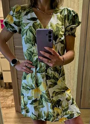 Платье h&m лимоны лён 3