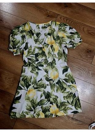 Платье h&m лимоны лён 2