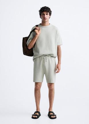 Костюм футболка и шорты zara рубчик 1887/310 light blue