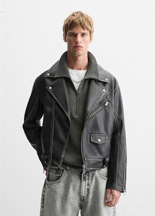 Куртка zara косуха эко кожа 3715/428 brown
