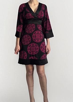Сукня в стилі кімоно від bcbg maxazria розмір s, стан ідеальний, чорна з фуксією