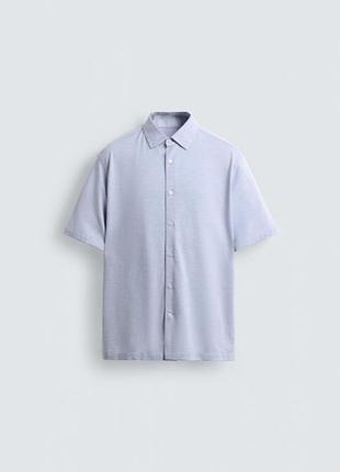 Сорочка zara короткий рукав 19636 light blue