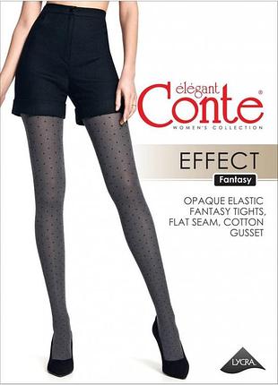 Колготки жіночі conte fantasy effect меланжеві з малюнком «ромби» 3, grafit