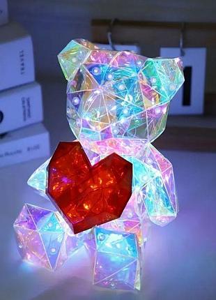 Кольоровий led ведмедик, love сучасний подарунок на день святого валентина магія у нас