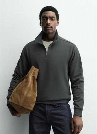 Світшот zara коротка блискавка 19749 grey l