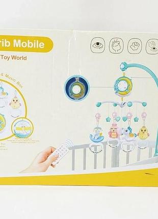 Музичний мобіль на ліжечко baby bell moon 3 в 1 з нічником, проектором та пультом управління (рожевий) магія у нас