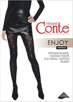 Колготки женские conte fantasy enjoy в прозрачный горошек 2, nero