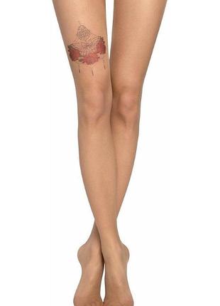 Колготки женские conte fantasy tattoo с рисунком butterfly 3, natural