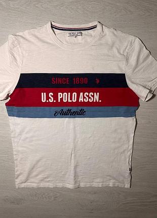 Футболка u.s. polo assn. біла з принтом since 1890 authentic
