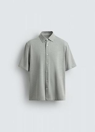 Рубашка zara короткий рукав light green xl