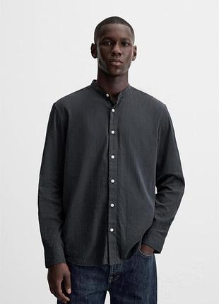 Сорочка zara жатий ефект 6103/401 dark grey