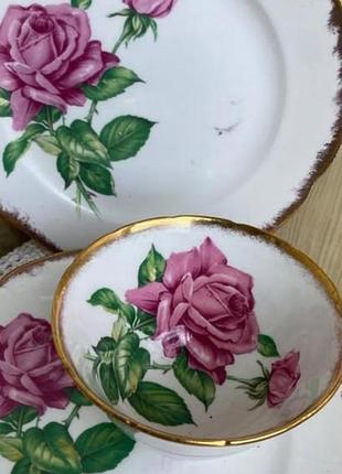 Чашка тройка из тонкого фарфора от известного бренда vintage collingwood tudor roses