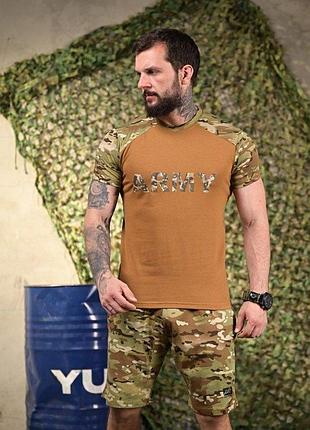 Чоловічий літній бавовняний комплект "army" — футболка та шорти xl
