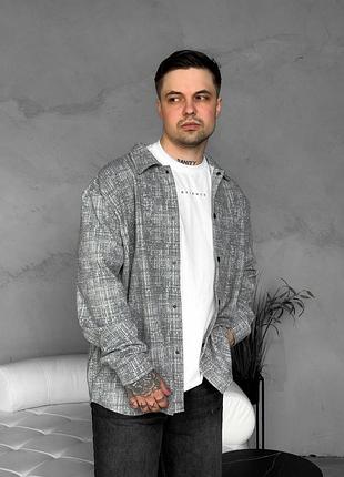 Стильная мужская рубашка из хлопковой ткани серая