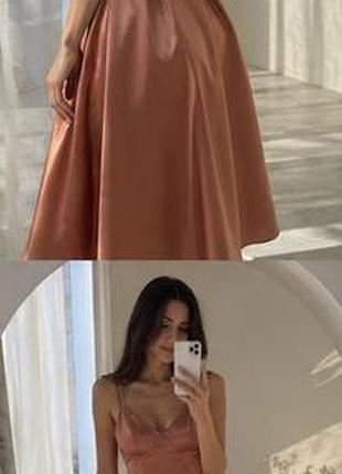 Шовкова сукня h&m на тонких бретелях у персиковому кольрі