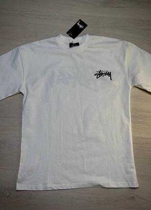 Футболка stussy | big stock logo | off-white | oversize