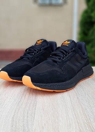 Adidas zx 500 чёрные с оранжевым