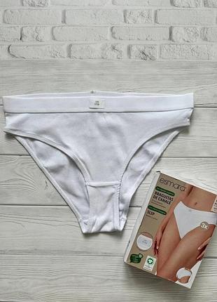👙140грн/шт або 390грн набір 3шт👙
є 3шт (1уп) м (40/42eur) десь на стегна 102-113см
esmara стрейч-котонові білі сліпи «у рубчик», широкий поясок