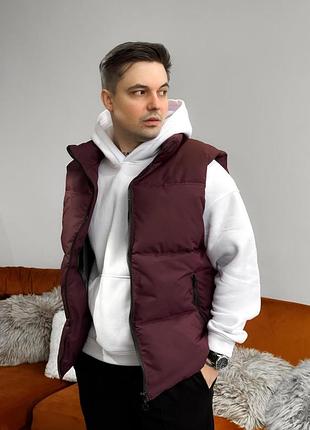 Безрукавка чоловіча утеплювач - пух колір бордо