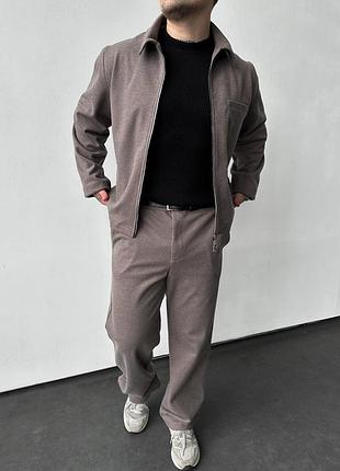 Костюм мужской рубашка брюки цвет мокко весна осень s, m, l, xl