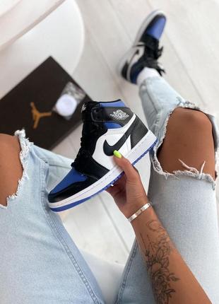 😍nike air jordan 1 retro high black blue white💥(36рр - 45рр) кроссовки найк джордан1 фото