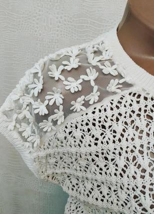 Белая вязаная блуза жилетка tu2 фото