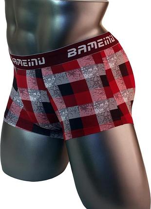 Мужские трусы bameinu bp-0554 боксеры красный клетка нейлон xl