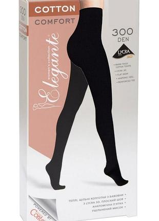 Колготки женские elegante cotton 300 den 4/l, nero