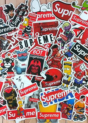 Набор виниловых наклеек supreme, стикеры supreme, наклейки суприм, 50 шт