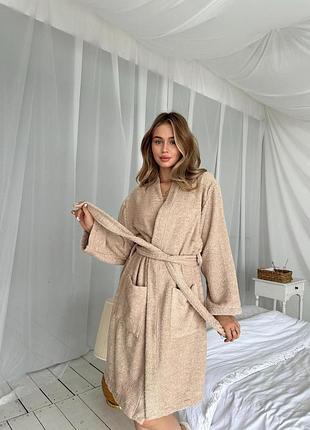 Женский махровый халат cosy шарм беж l