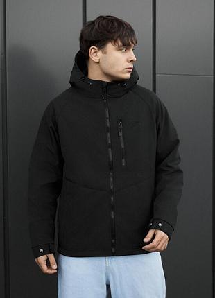 Вітро- та вологозахисна чоловіча демісезонна куртка soft shell staff synx black