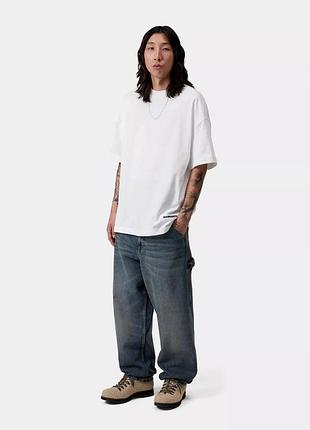 Біла щільна бавовняна чоловіча базова футболка р. l carhartt wip s/s link script t-shirt i03137 белая мужская футболка