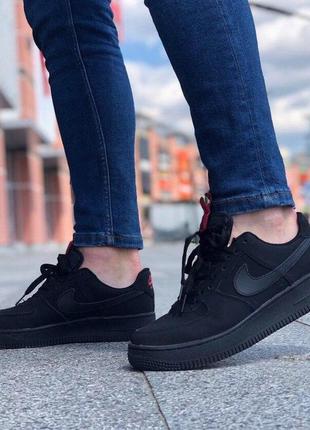 Nike air force 1 low black, кроссовки найк мужские чёрные